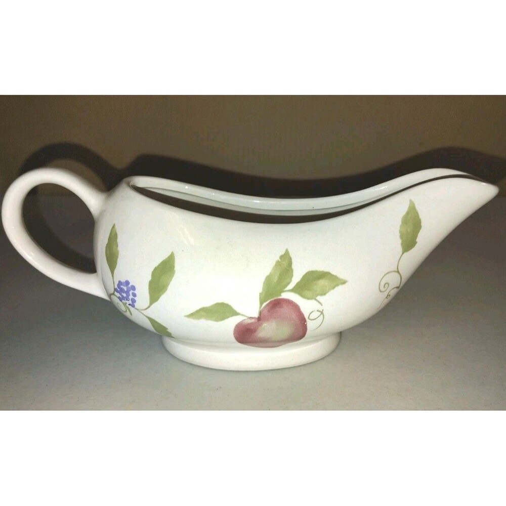 ​Four Star Stoneware Gravy Boat - Fruit Harvest Pattern (Apple, Grape, Pear)...